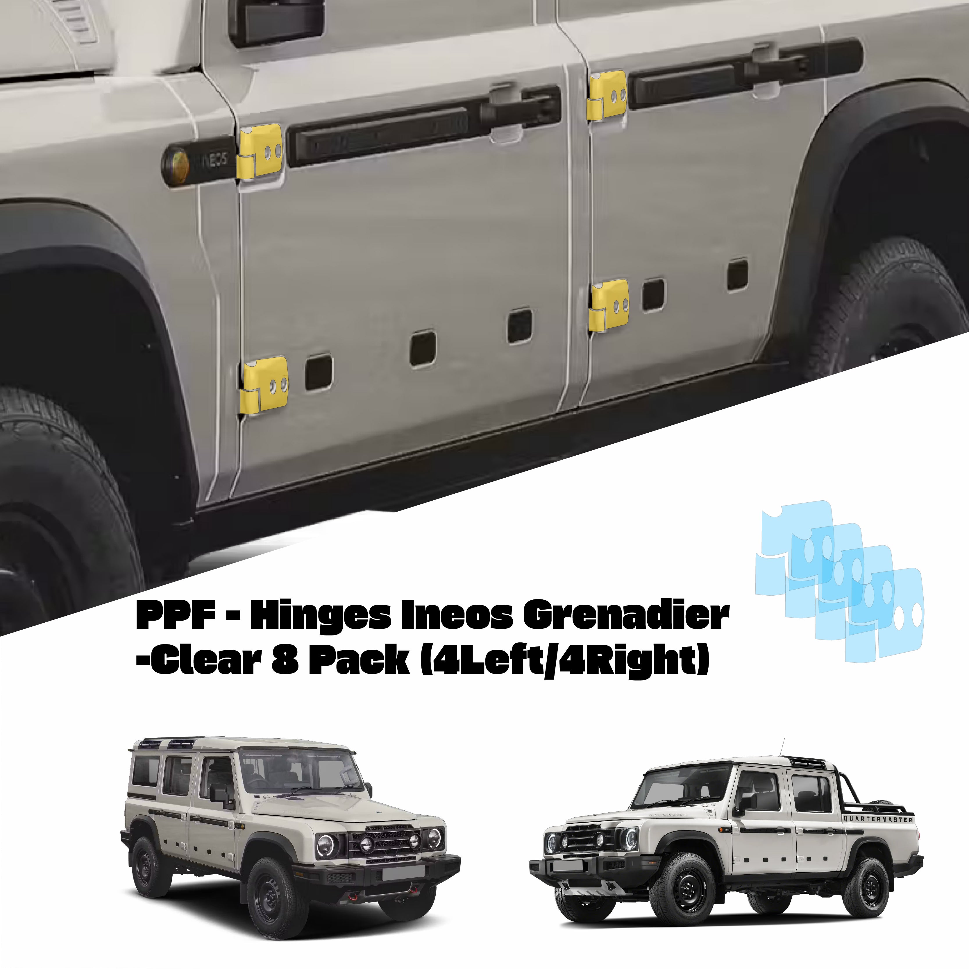 Ineos Grenadier - Paint Protection Film (PPF) Kit - Hinges kit 4 Doors