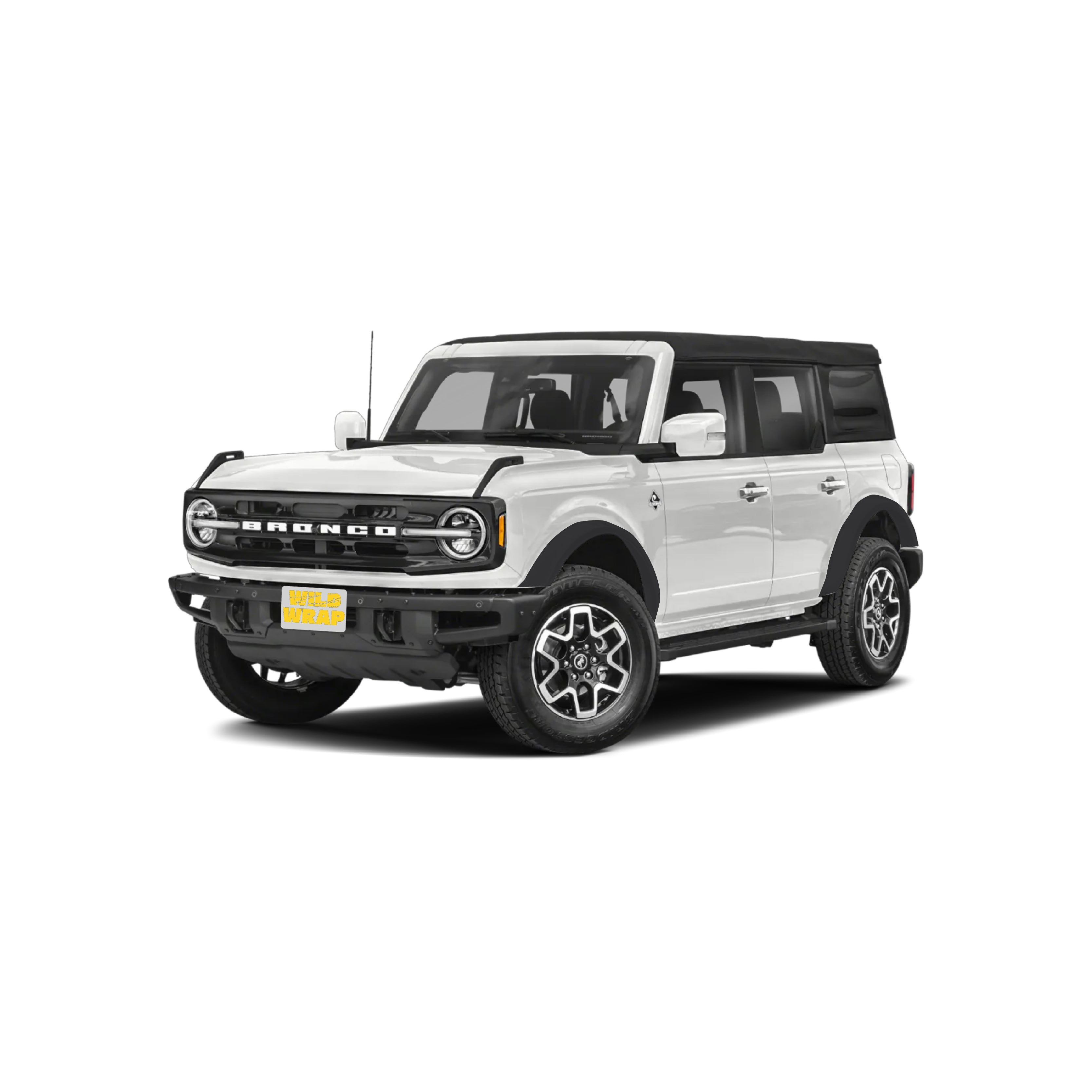 Ford Bronco 6th gen 2 doors stock photo used as vehicle reference for WildWrap DIY paint protection film kit front view.