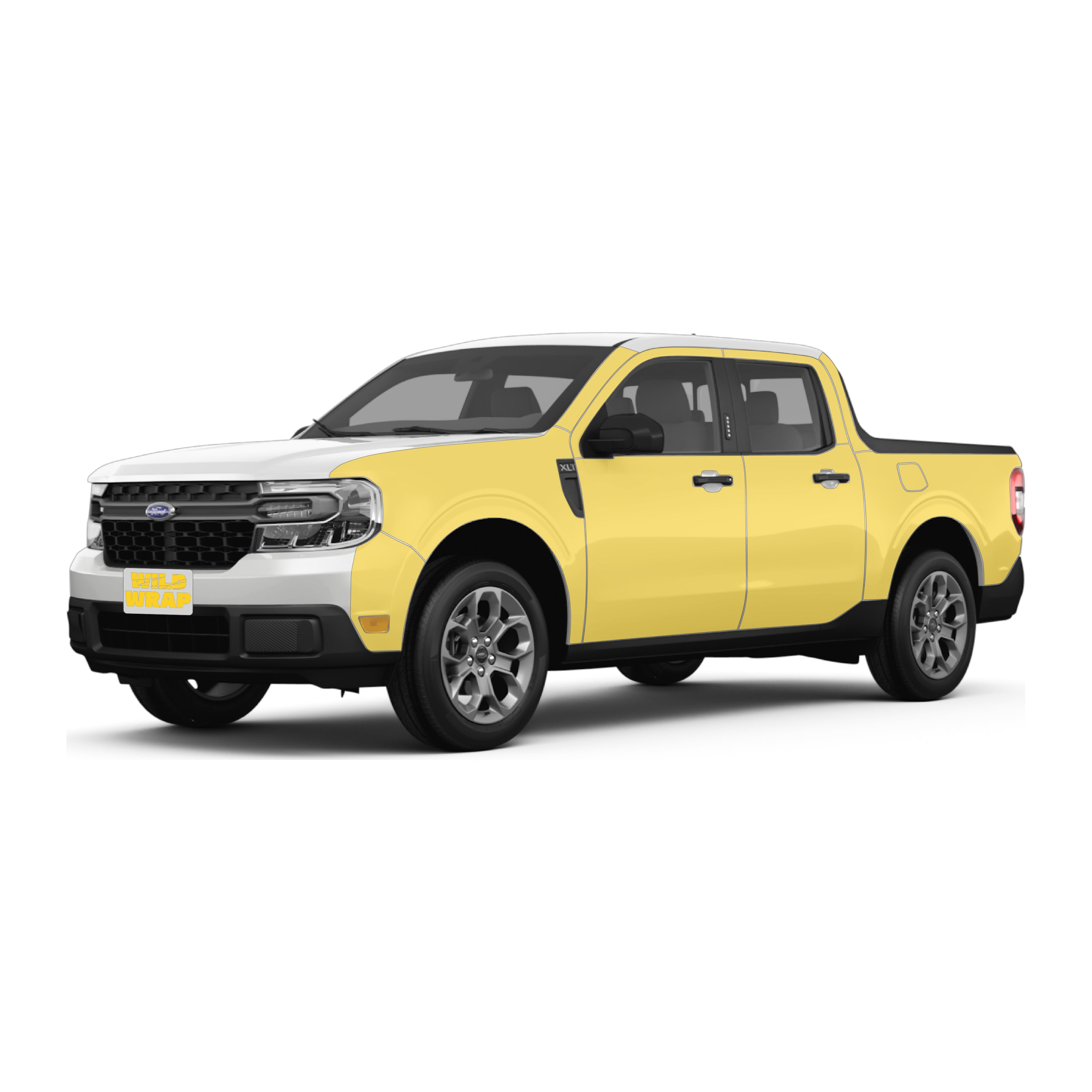 Ford Maverick 1st gen 2022 with WildWrap DIY PPF full sides coverage shown in yellow overlay