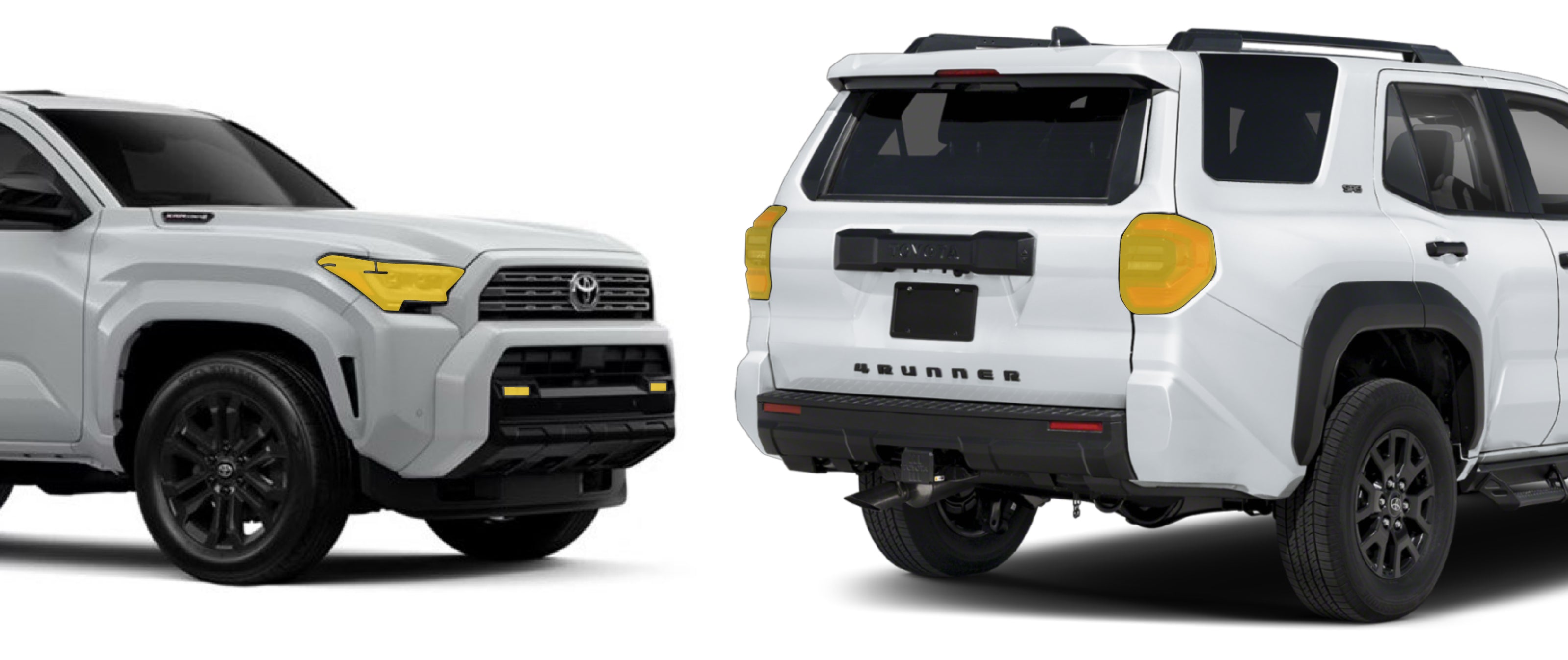Toyota 4runner 6th gen with WildWrap DIY PPF head lights tail lights coverage shown in yellow overlay