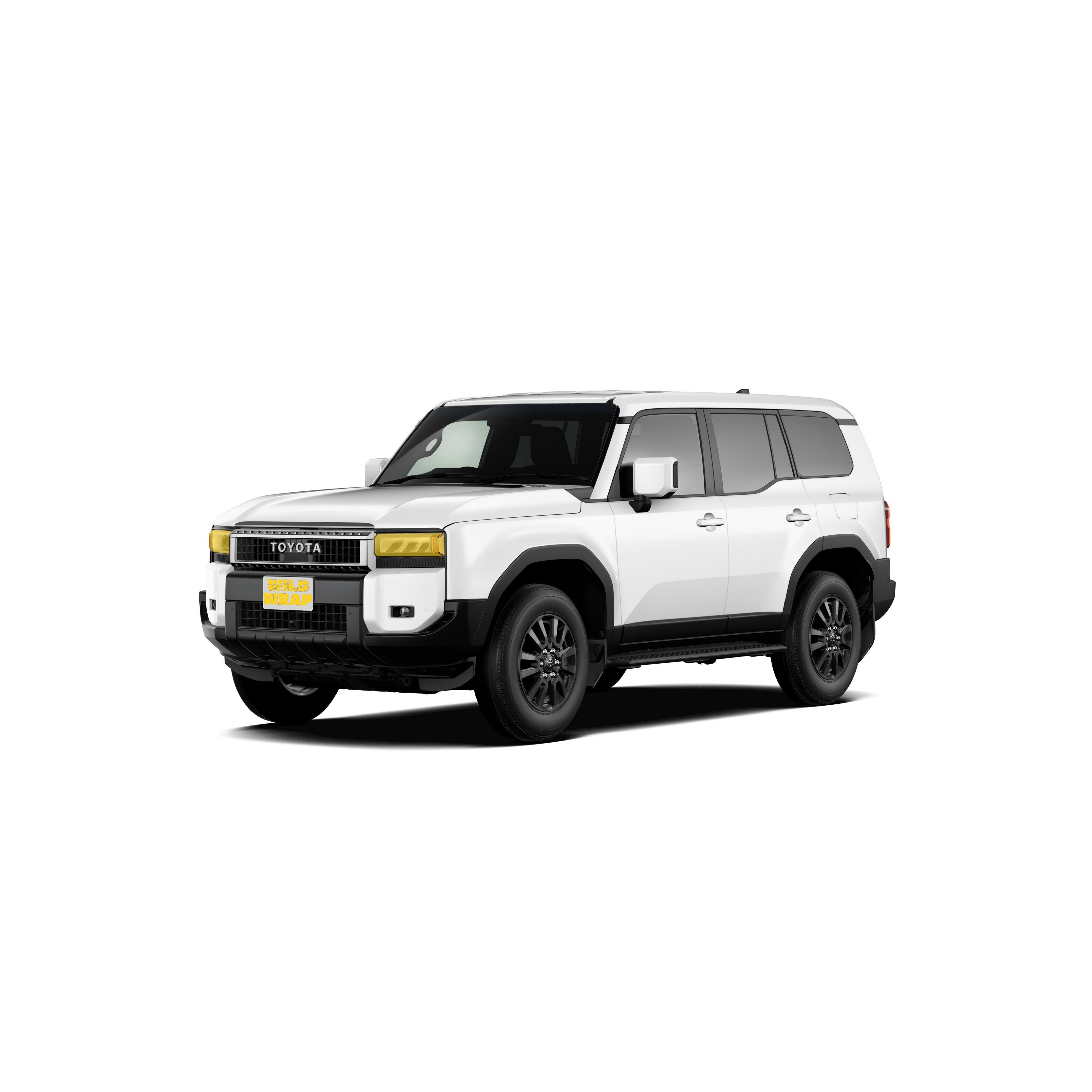 Toyota Land cruiser 250 prado with WildWrap DIY PPF Headlights coverage shown in yellow overlay