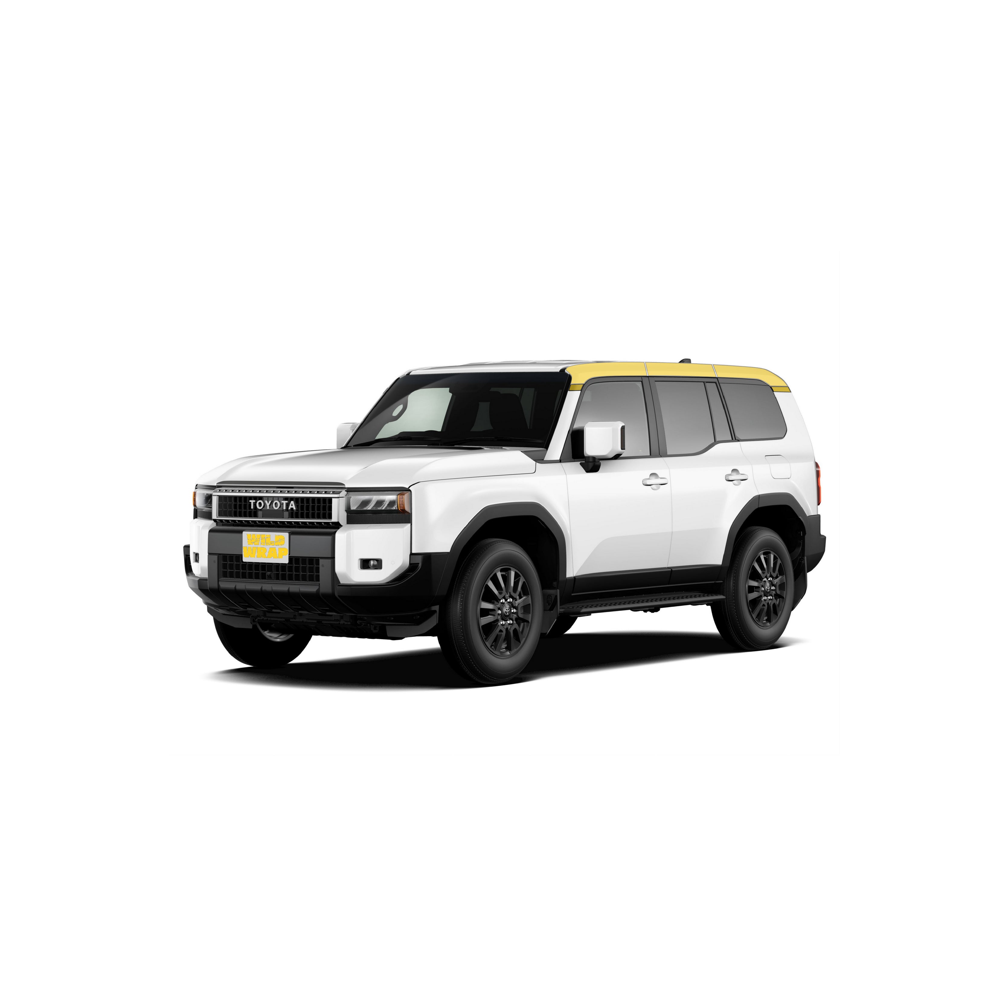 Toyota Land cruiser 250 prado with WildWrap DIY PPF Headlights coverage shown in yellow overlay