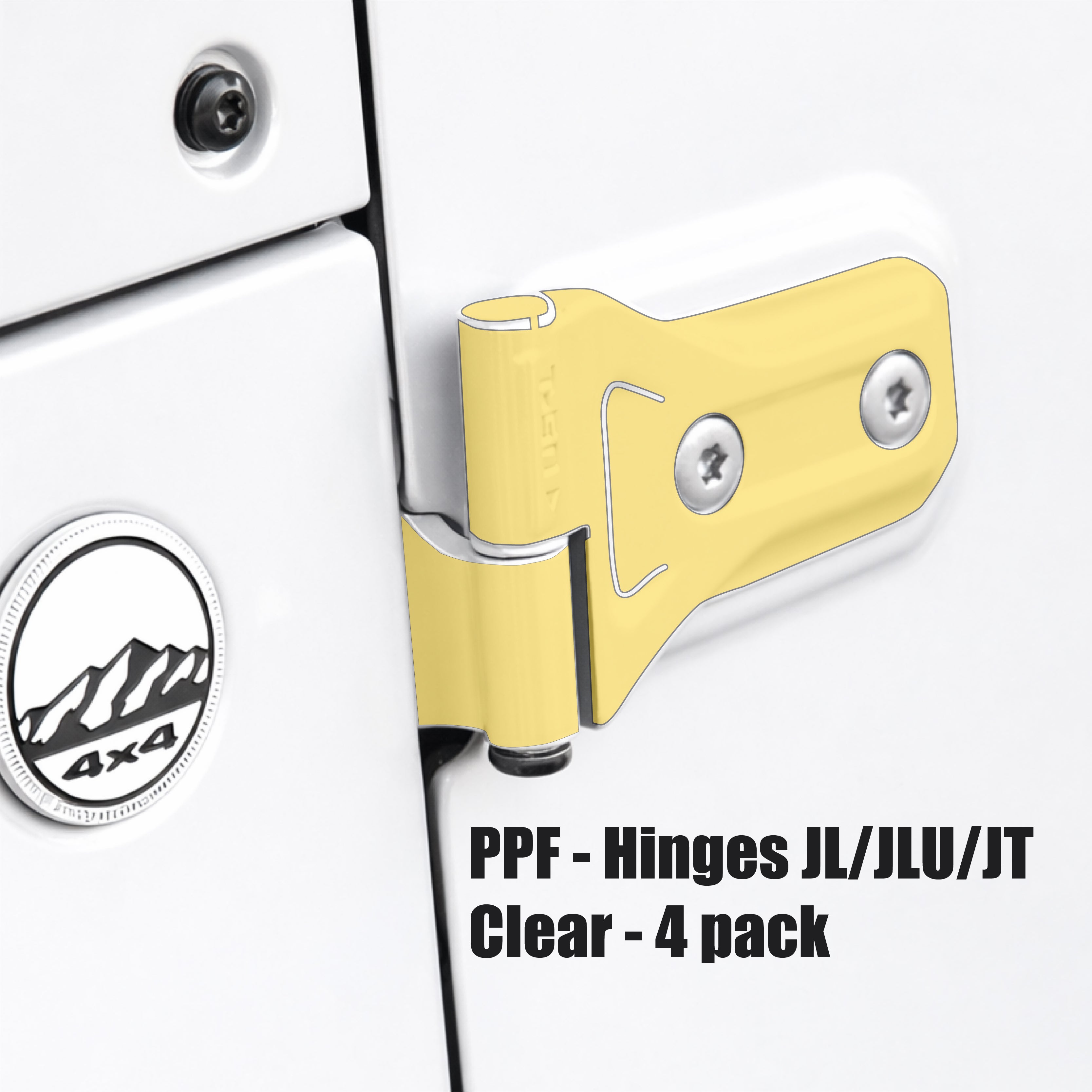 Jeep Wrangler 4 doors JL/JLU/JT (2017-Now) Paint Protection Film (PPF) Kit - Hinges x4