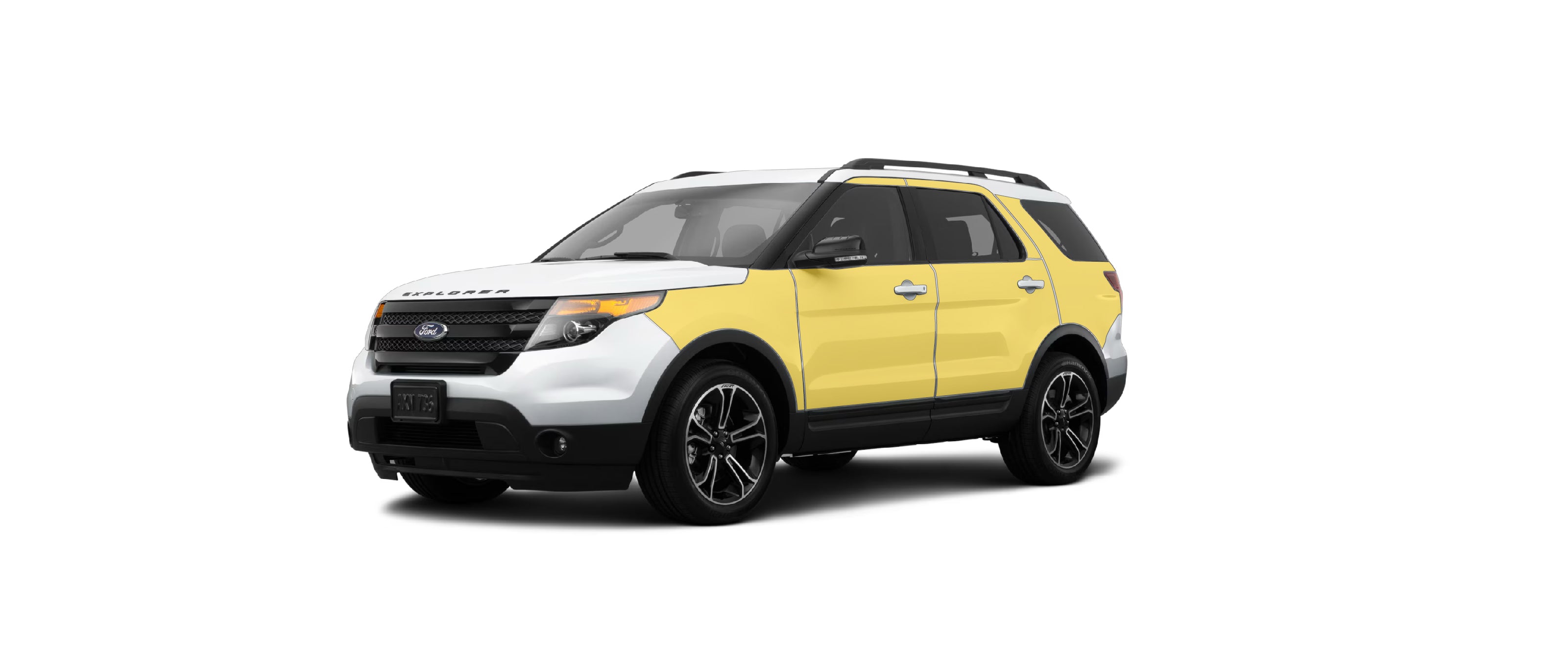 Ford Explorer 5th gen with WildWrap DIY PPF kit coverage shown in yellow overlay
