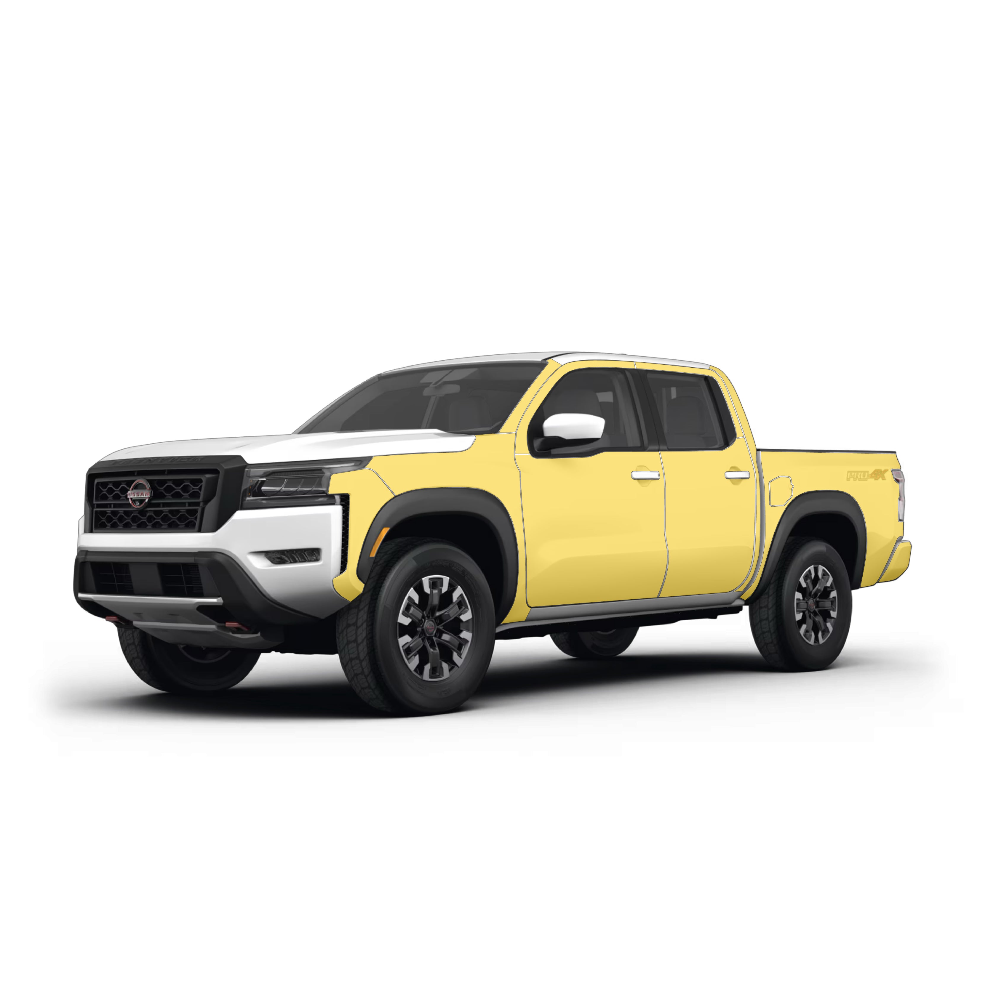 Nissan Frontier  3rd gen with WildWrap DIY PPF kit coverage shown in yellow overlay
