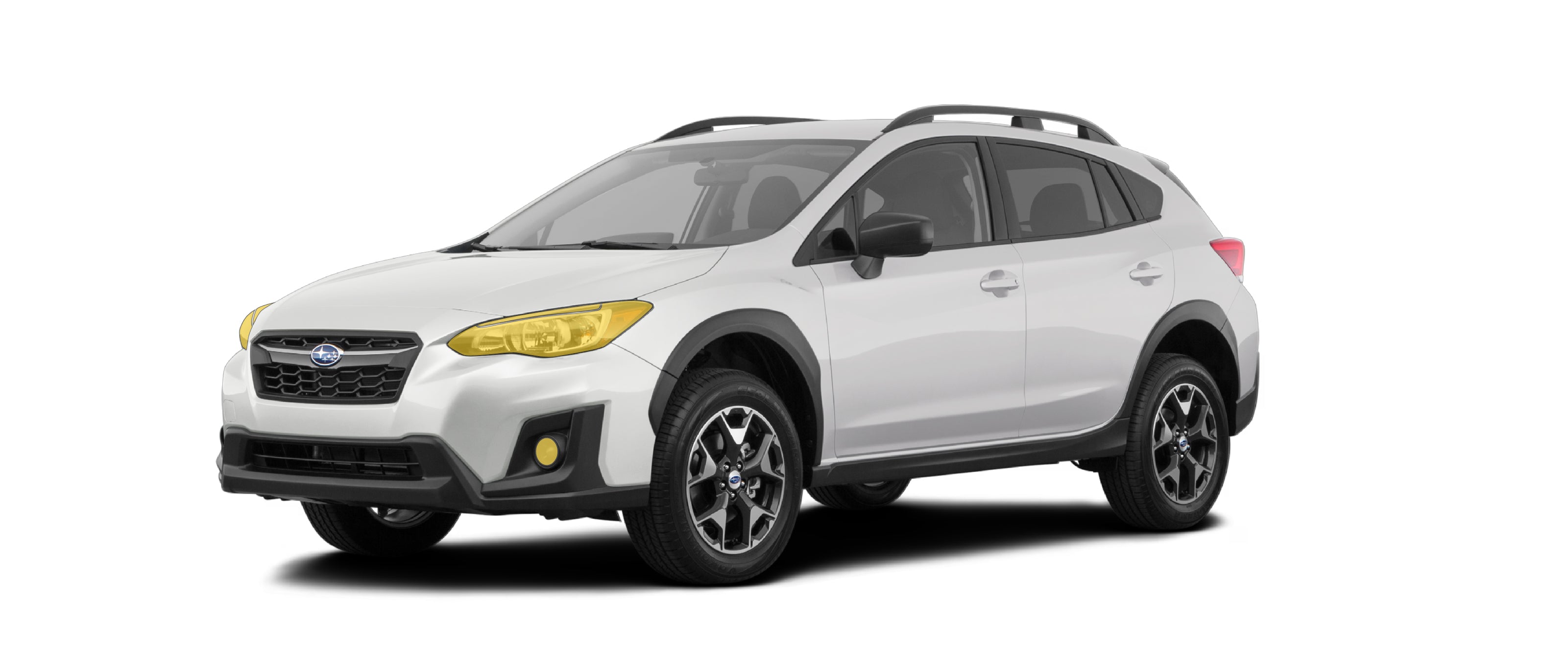 Subaru Crosstrek 2nd Gen with WildWrap DIY PPF Headlights coverage shown in yellow overlay
